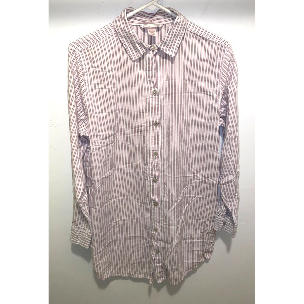 Victoria Secret Button Down Sleep Shirt Nightgown Pajama Womens S Pink Striped